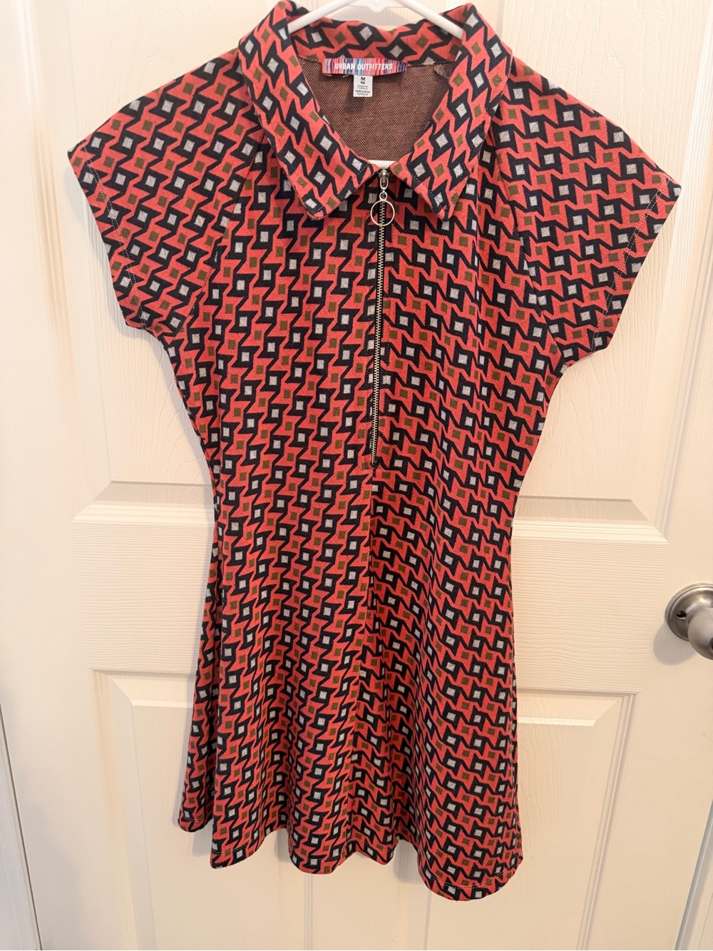 Urban Outfitters Peach & Black Geometric Mini Dress